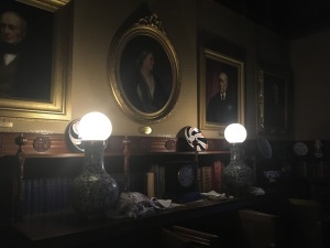 First electrical lamps in the library at Cragside House